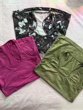 lululemon athletica Racerback Tank Trio - Magenta, Olive, Black Print